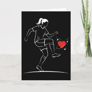 Cute Soccer Girl Valentines Day Design Heart Love Card