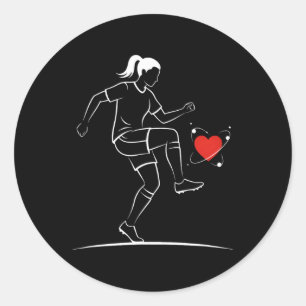 Cute Soccer Girl Valentines Day Design Heart Love Classic Round Sticker