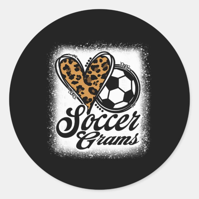 Cute Soccer Grams Leopard Heart  Classic Round Sticker (Front)