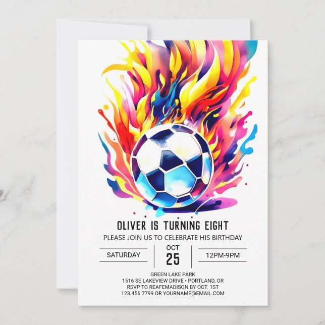 Cute Soccer Kids Editable Birthday Invitation (Front)
