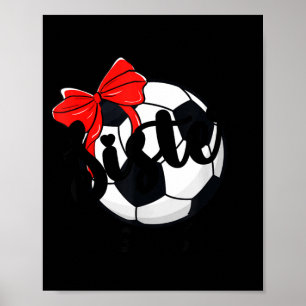 Cute Soccer Little Sister Biggest Fan Bow Soccer Poster