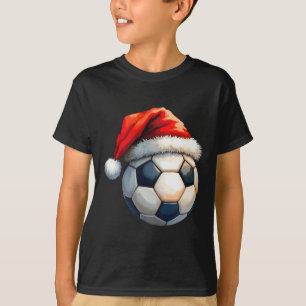 Cute Soccer Ll Christmas Santa Hat Funny Holiday D T-Shirt