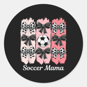 Cute Soccer Mama Coquette Bow Soccer Mom Soccer Br Classic Round Sticker