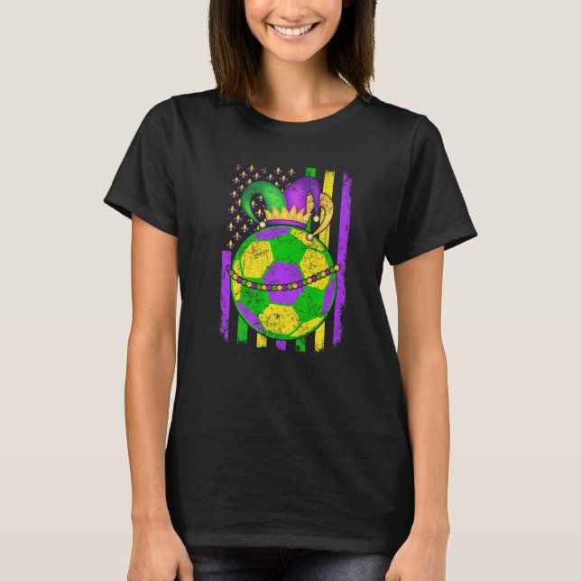 Cute Soccer Mardi Gras Hat Party Festival Apparel T-Shirt (Front)