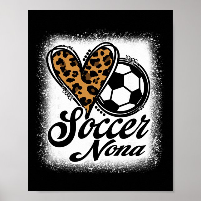 Cute Soccer Nona Leopard Heart  Poster (Front)