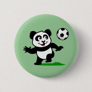 Cute Soccer Panda 6 Cm Round Badge