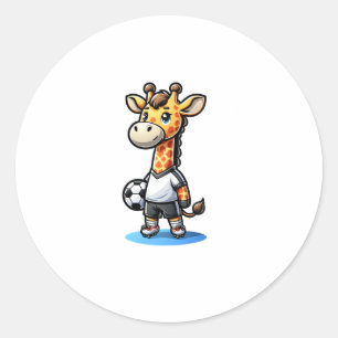 Cute Soccer Player Giraffe.   Classic Round Sticker