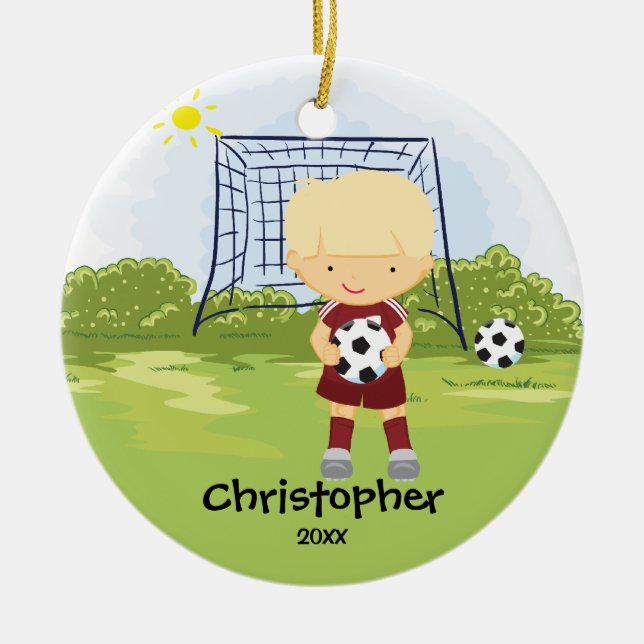 Cute Soccer Player Sport Christmas Ornament (Front)