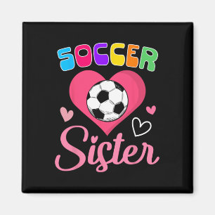 Cute Soccer Sister Heart Magnet