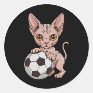 Cute Soccer Sphynx Just Girl Who Loves Cats Ball G Classic Round Sticker