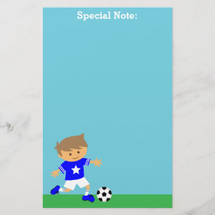 Cute Soccer Star Boy, Football Theme Stationery
