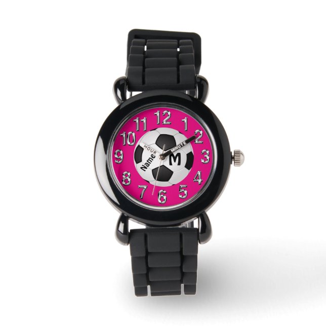 Cute Soccer Watches for Girls Your Colours and Tex (Front)