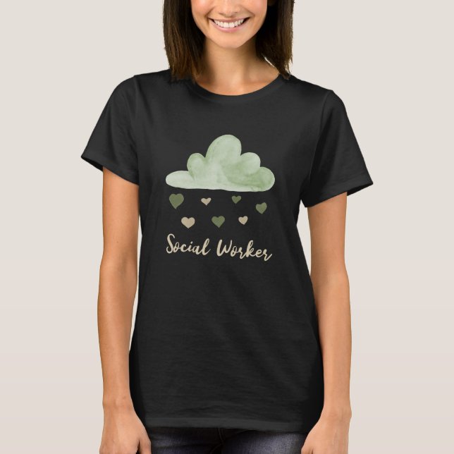 Cute Social Worker Shirt – Cloud & Hearts Tee (Front)