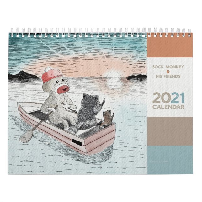 Cute Sock Monkey and His Friends - 2021 Calendar (Cover)