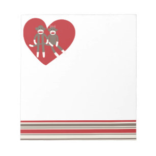 Cute Sock Monkey in Love Memo Notepad