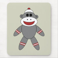 Cute Sock Monkey on Tan