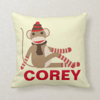 Cute Sock Monkey with Custom Name
