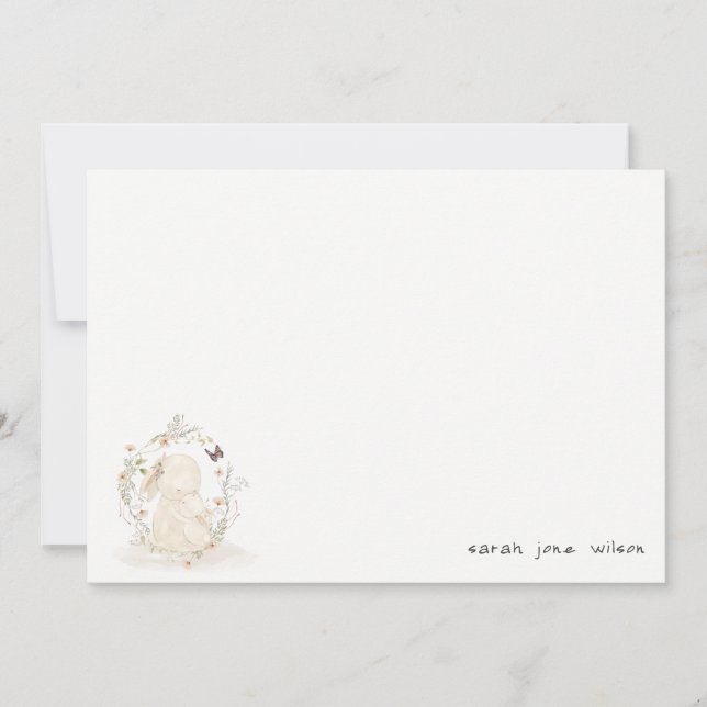 Cute Soft Baby Mum Bunny Floral Wreath Baby Shower Card (Front)