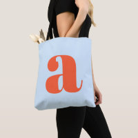 Cute Soft Blue Orange Monogram Retro Lettering