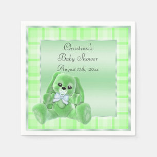 Cute Soft Green Floppy Ears Bunny Baby Shower Napkin