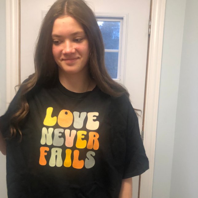 CUTE Soft Pastel Colour LOVE NEVER Black T-Shirt (ok nannie take my picture!)
