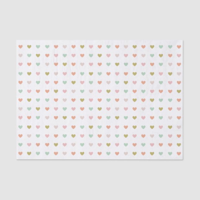 Cute Soft Pastel Hearts Pattern Tissue Paper (Front)