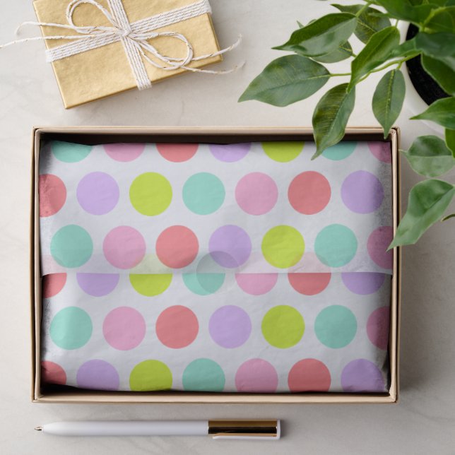 Cute Soft Pastel Polka Dots Pattern Tissue Paper (Gift)