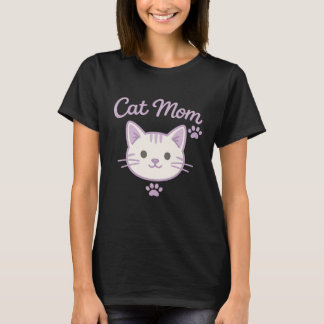 Cute Soft Purple Cat Mum Aesthetic Kawaii Kitty T-Shirt