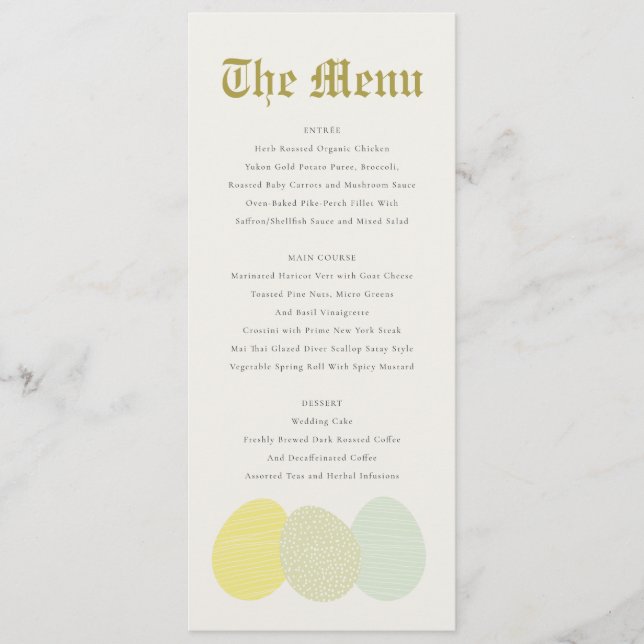 CUTE SOFT SUBTLE PASTEL EASTER EGGS MENU (Front)