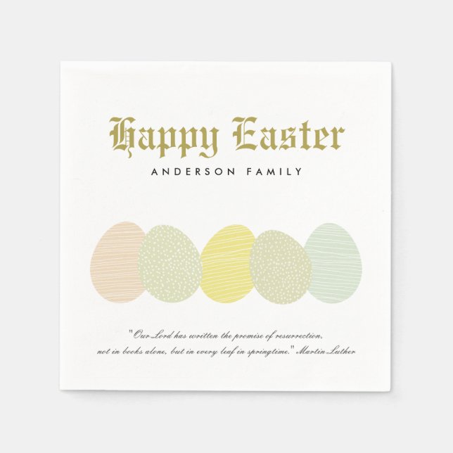 CUTE SOFT SUBTLE PASTEL EASTER EGGS PERSONALIZE NAPKIN (Front)