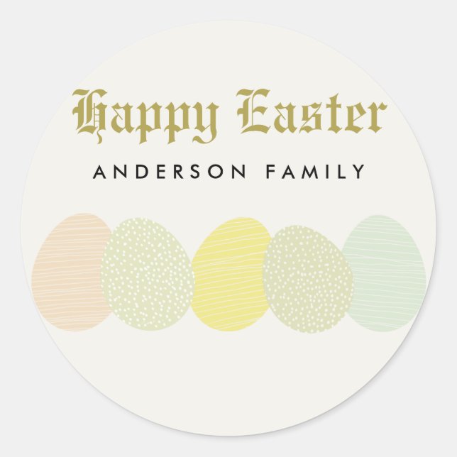 CUTE SOFT SUBTLE PASTEL EASTER EGGS PERSONALIZED CLASSIC ROUND STICKER (Front)