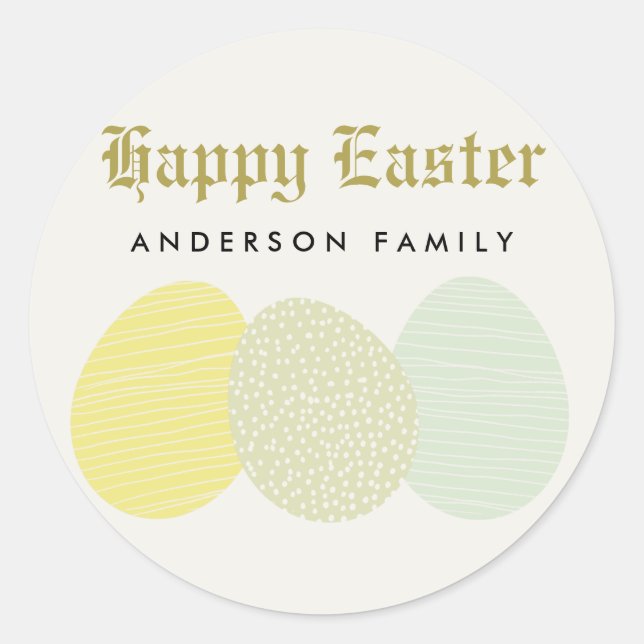 CUTE SOFT SUBTLE PASTEL EASTER EGGS PERSONALIZED CLASSIC ROUND STICKER (Front)