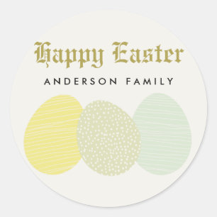 CUTE SOFT SUBTLE PASTEL EASTER EGGS PERSONALIZED CLASSIC ROUND STICKER