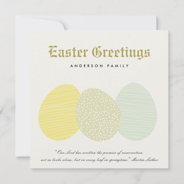 CUTE SOFT SUBTLE PASTEL EASTER EGGS PERSONALIZED HOLIDAY CARD (Front)