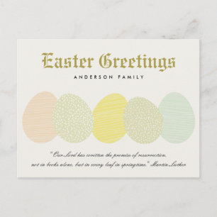 CUTE SOFT SUBTLE PASTEL EASTER EGGS PERSONALIZED HOLIDAY POSTCARD