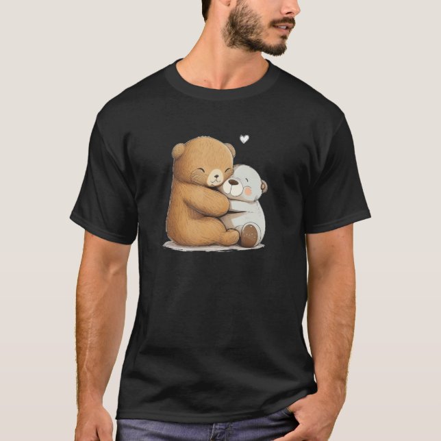 Cute soft Toy hug for Teddy Bear and stuffed Anima T-Shirt (Front)