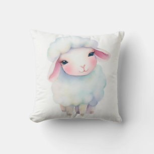 Cute soft watercolor sheep cushion