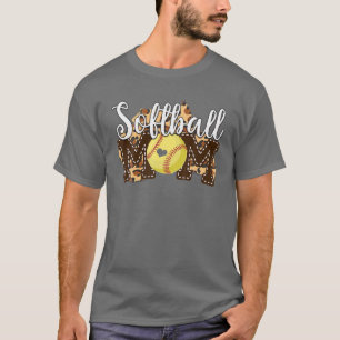Cute Softball Baseball Mum Leopard Women Girls Mot T-Shirt