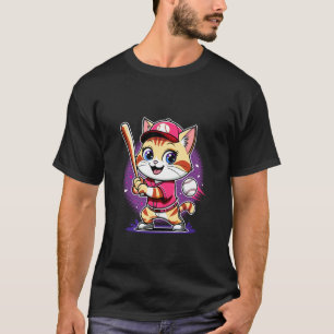Cute Softball Cat Tees Girlsu2019 Teens Baseball