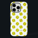 Cute Softball Pattern Personalised Name iPhone 16 Pro Case<br><div class="desc">A cute softball pattern personalised name iPhone case,  featuring a modern calligraphy script font. The font style and colour can be changed using the online template tools.</div>