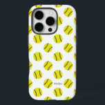 Cute Softball Pattern Personalised Name iPhone 16 Pro Case<br><div class="desc">A cute softball pattern personalised name iPhone case,  featuring a modern calligraphy script font. The font style and colour can be changed using the online template tools.</div>