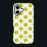 Cute Softball Pattern Personalised Name iPhone 16 Case<br><div class="desc">A cute softball pattern personalised name iPhone case,  featuring a modern calligraphy script font. The font style and colour can be changed using the online template tools.</div>