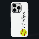 Cute Softball Personalised Name iPhone 16 Pro Case<br><div class="desc">A cute softball personalised name iPhone case,  featuring a modern calligraphy script font. The font style and colour can be changed using the online template tools.</div>