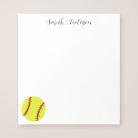Cute Softball Personalised Notepad<br><div class="desc">A cute softball notepad,  featuring a modern calligraphy script font. The font style and colour can be changed using the online template tools.</div>