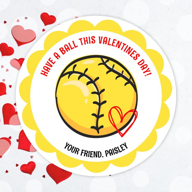 Cute Softball Valentines Day Stickers (Cute Softball Valentines Day Stickers)