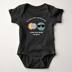 Cute Solar Eclipse Custom Name & Date Baby Bodysuit