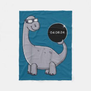 Cute Solar Eclipse Dino 04 08 Fleece Blanket
