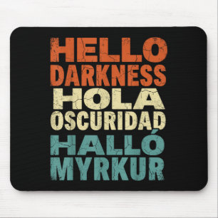 Cute Solar Eclipse Hello Darkness Multilingual Mouse Pad