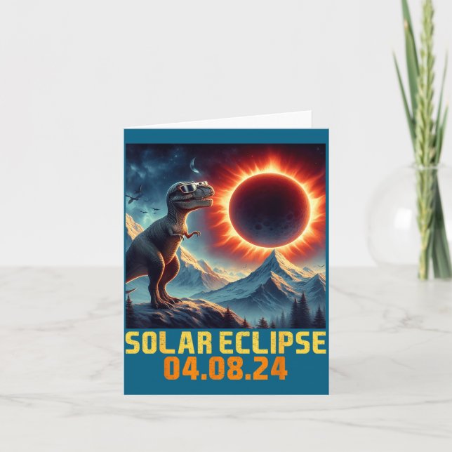 Cute Solar Eclipse Rex Dino Glasses Card (Front)