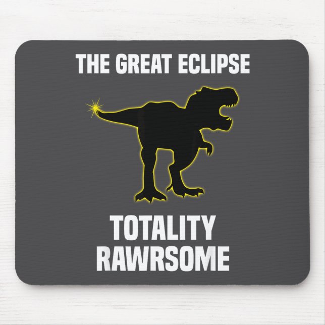 Cute Solar Eclipse Rex Dinosaur Total Mouse Pad (Front)